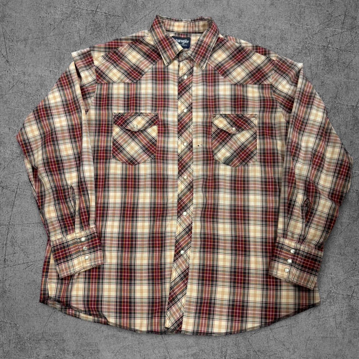 Vintage Wrangler Plaid Western Pearl Snap Button Up - XL
