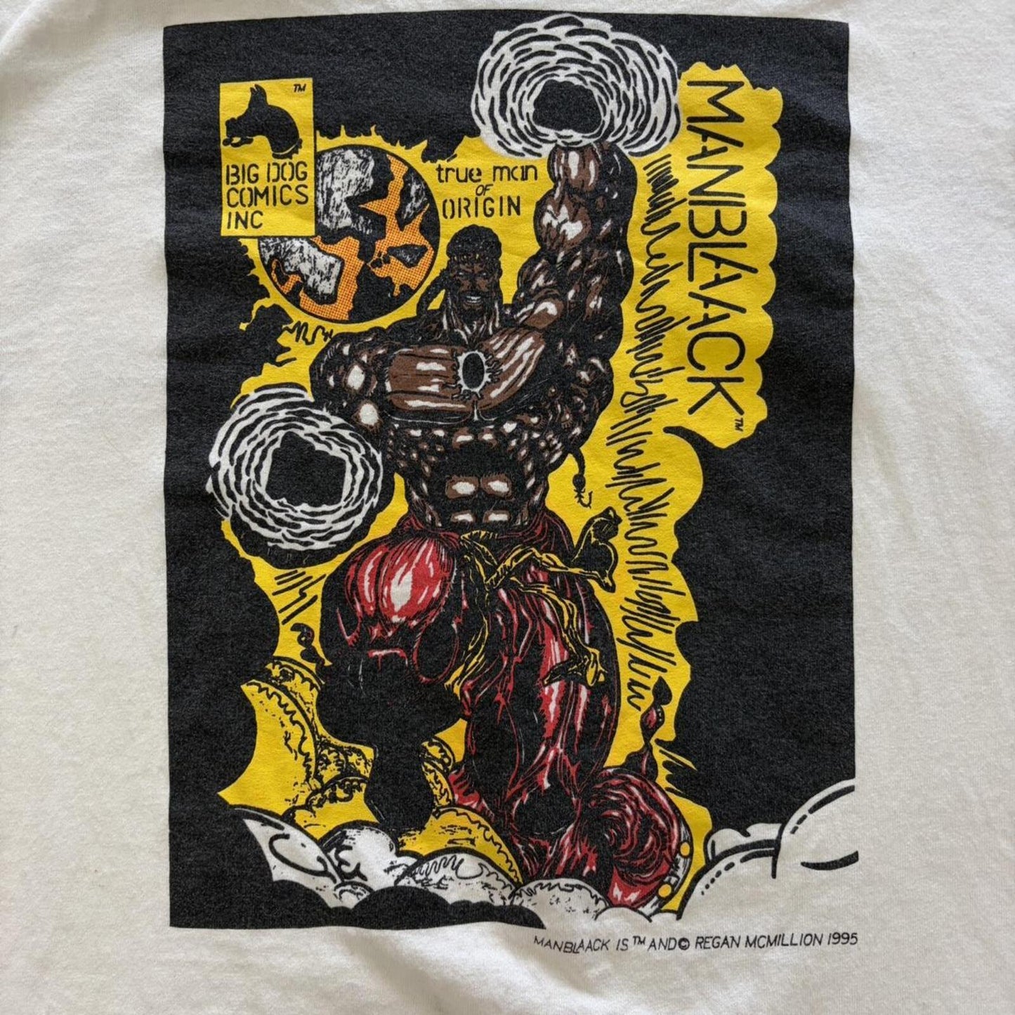 Vintage 1995 Man Black Big Dog Comic Tee - XL