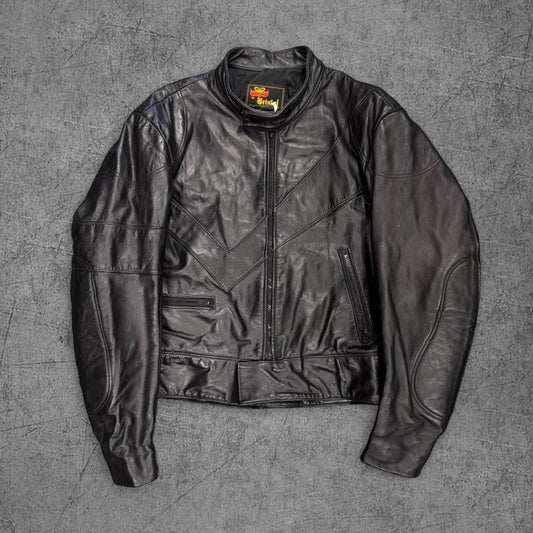 Vintage 80s Cafe Biker Leather Jacket - M