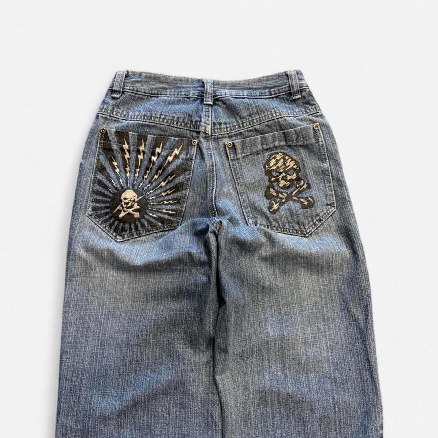 Y2K Skull Baggy Jeans - 30