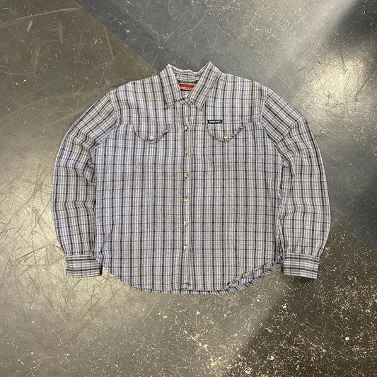 Vintage Higher State Boxy Plaid Button Up - M