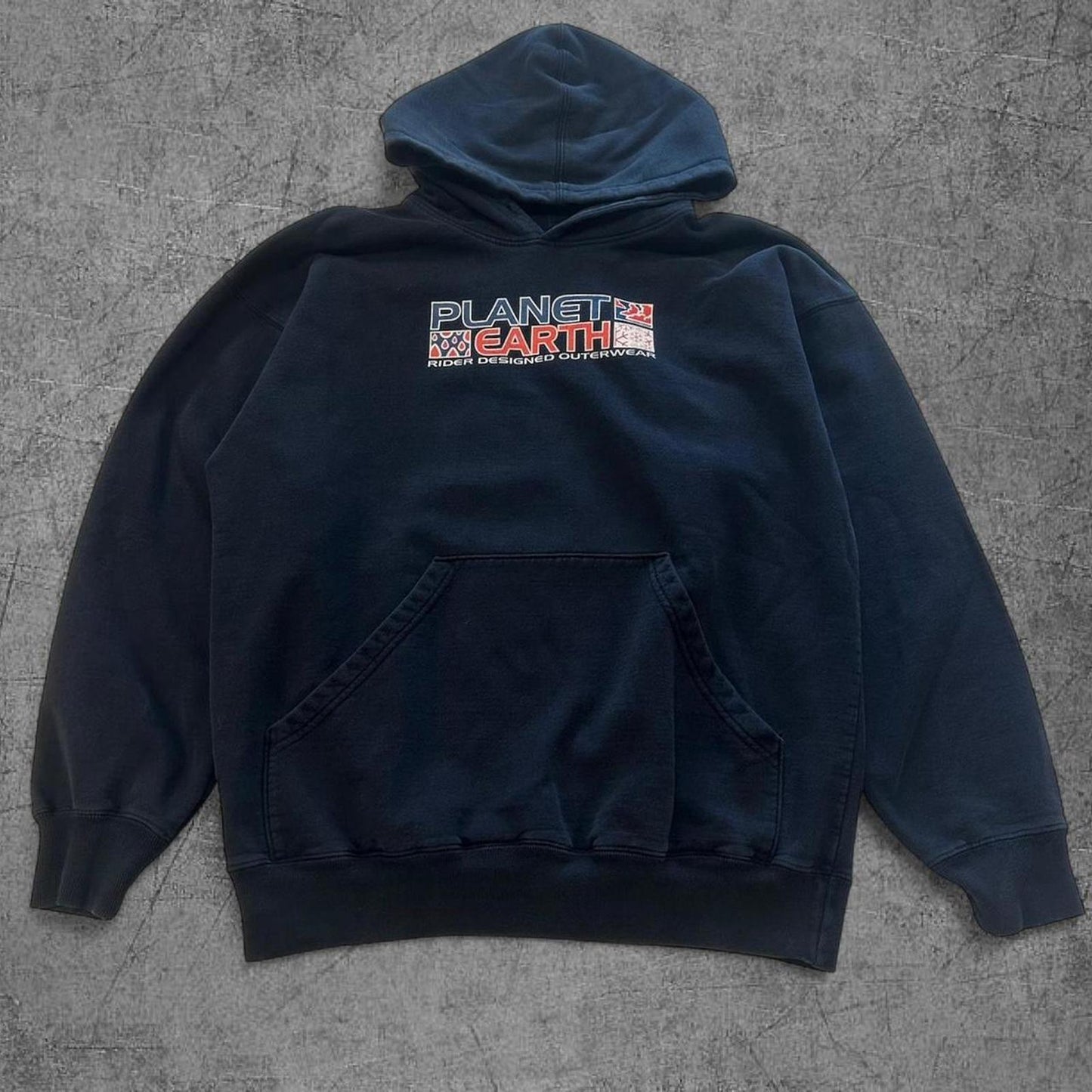 Vintage 90s Planet Earth Boarding Hoodie - L