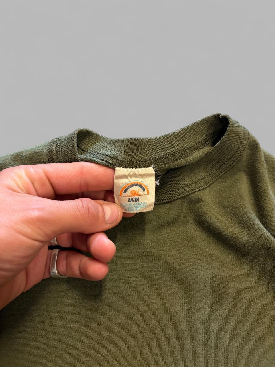 Vintage 80s Olive Green Blank Tee - M