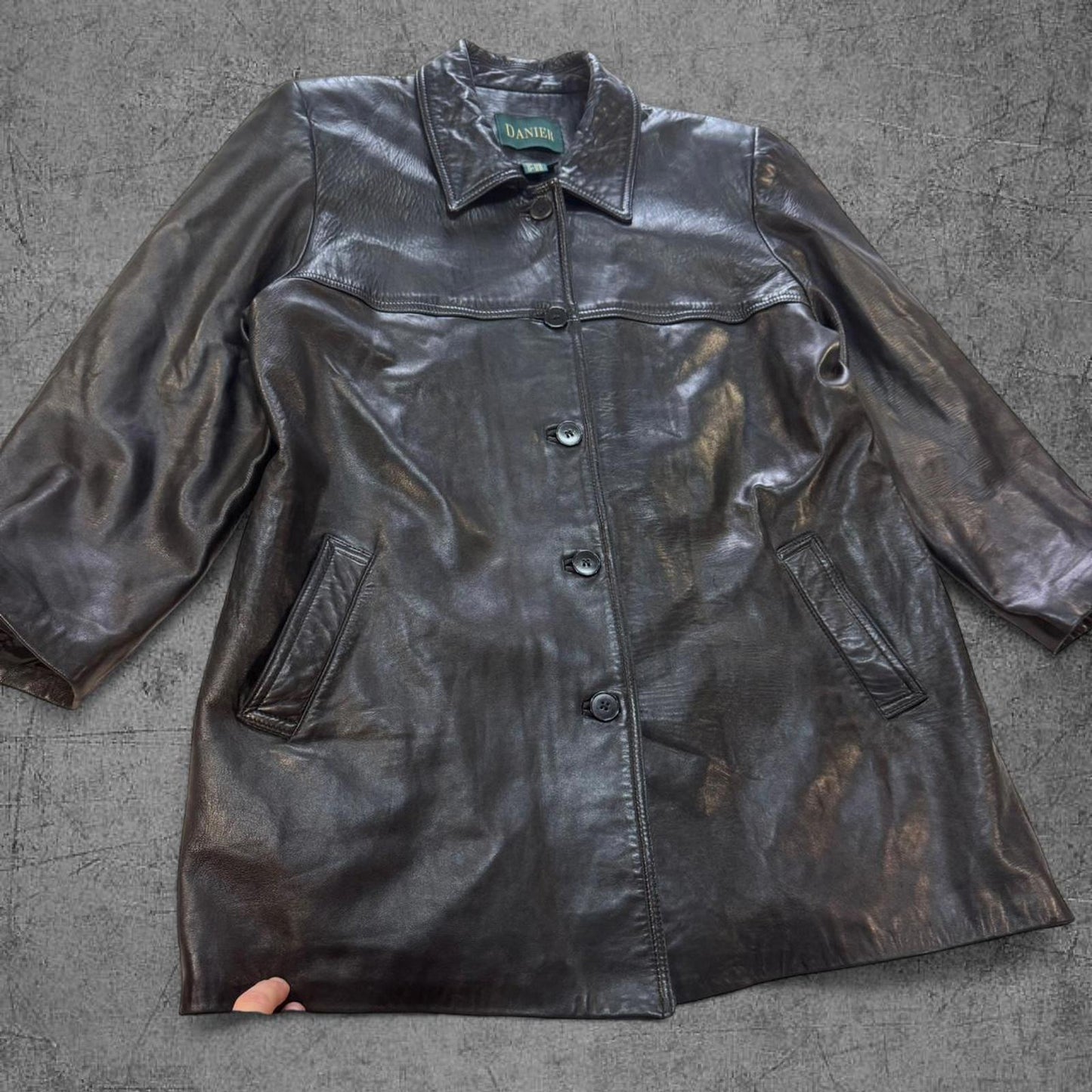 Vintage Danier Button Up Leather Trench Coat - XL