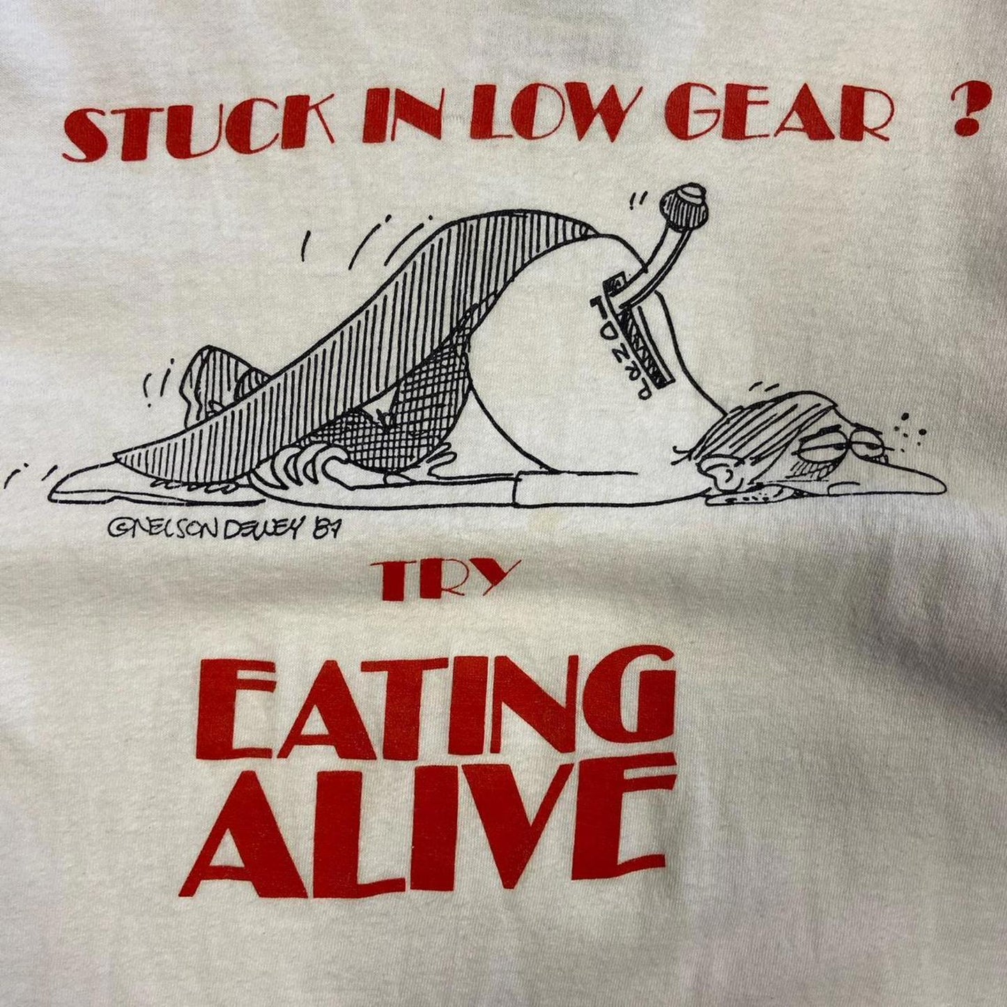 1987 Stuck in Low Gear Humour Tee - M