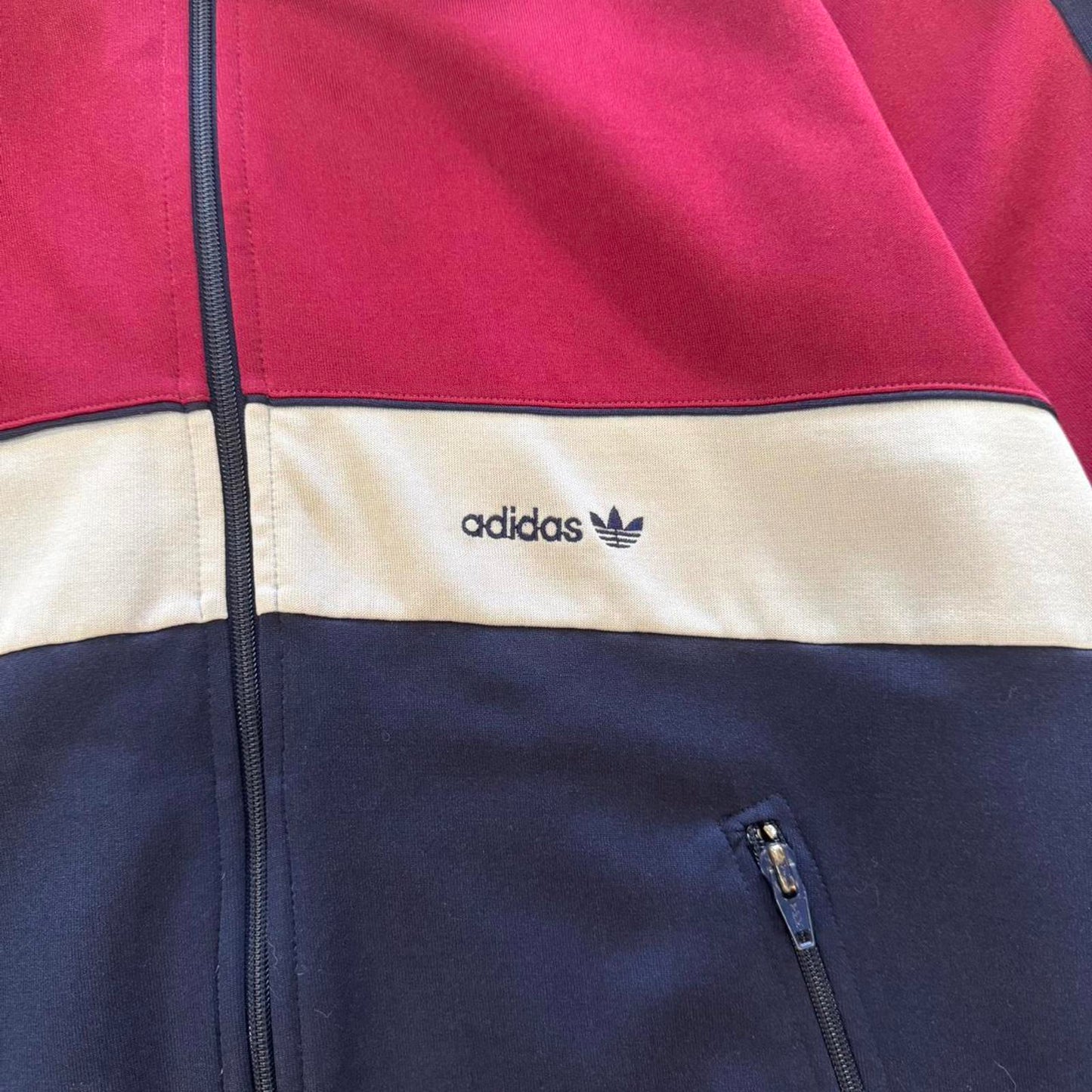 Vintage 80s Navy / Red Adidas Track Jacket - L