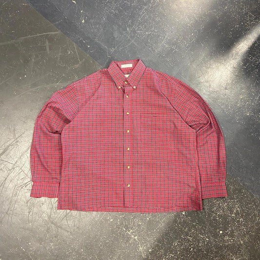 Vintage Cropped Red Plaid Long Sleeve - M