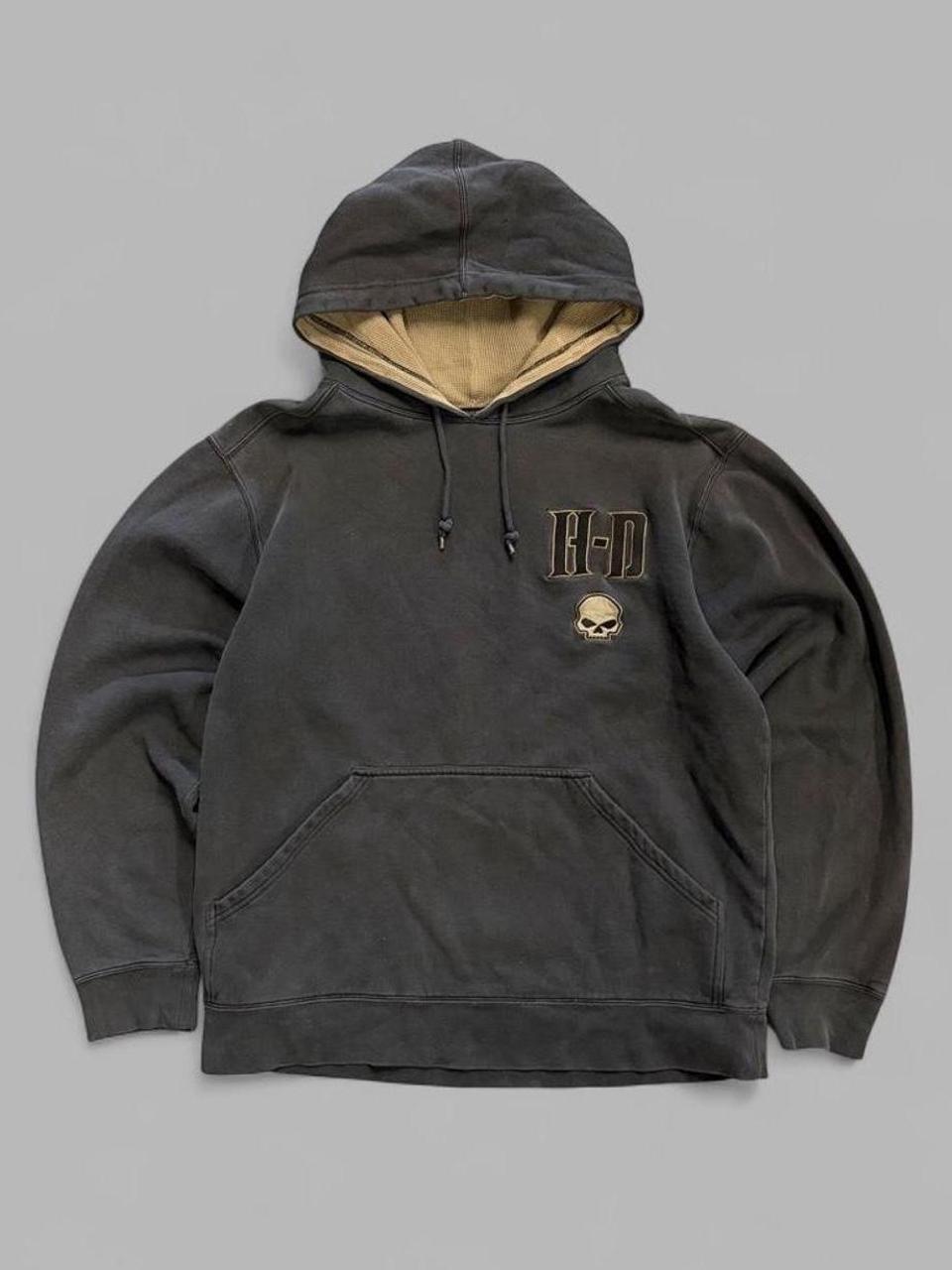 Y2K Faded Skull Harley Davidson Hoodie - M