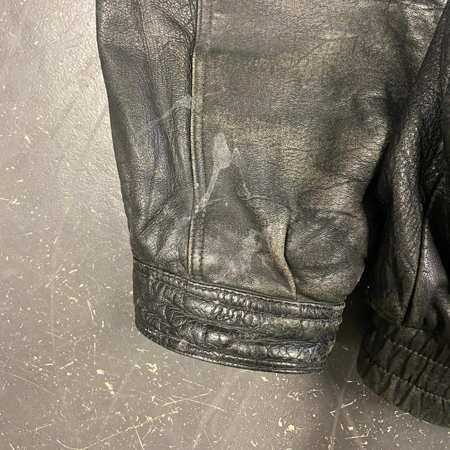 80s Faded Flight Leather Bomber Jacket - XL