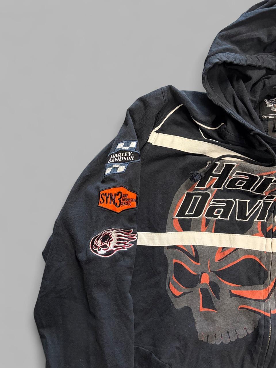 Y2K Harley Davidson Racing Zip Up AOP Hoodie - L
