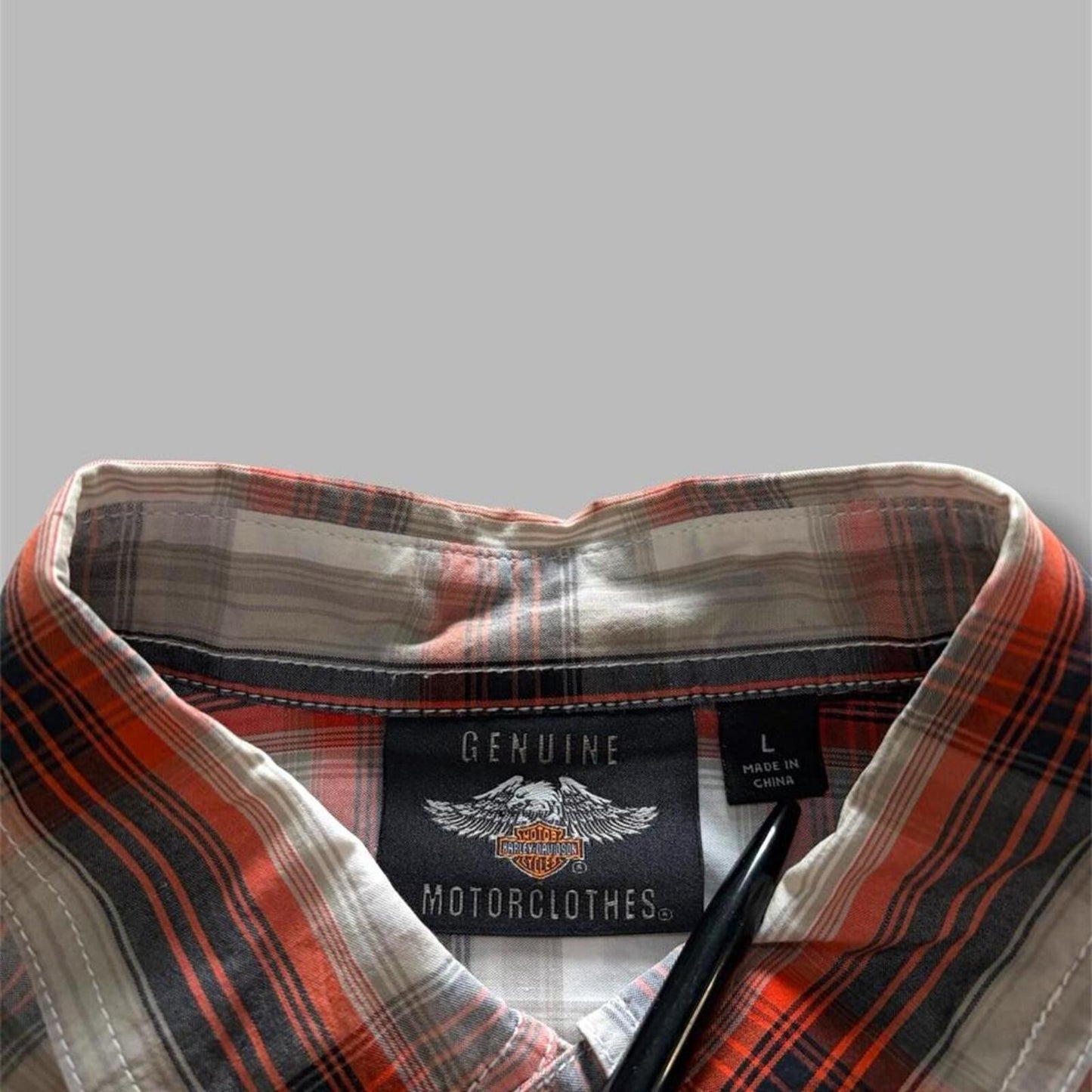 Orange/Black Harley Davidson Plaid Button Up - L