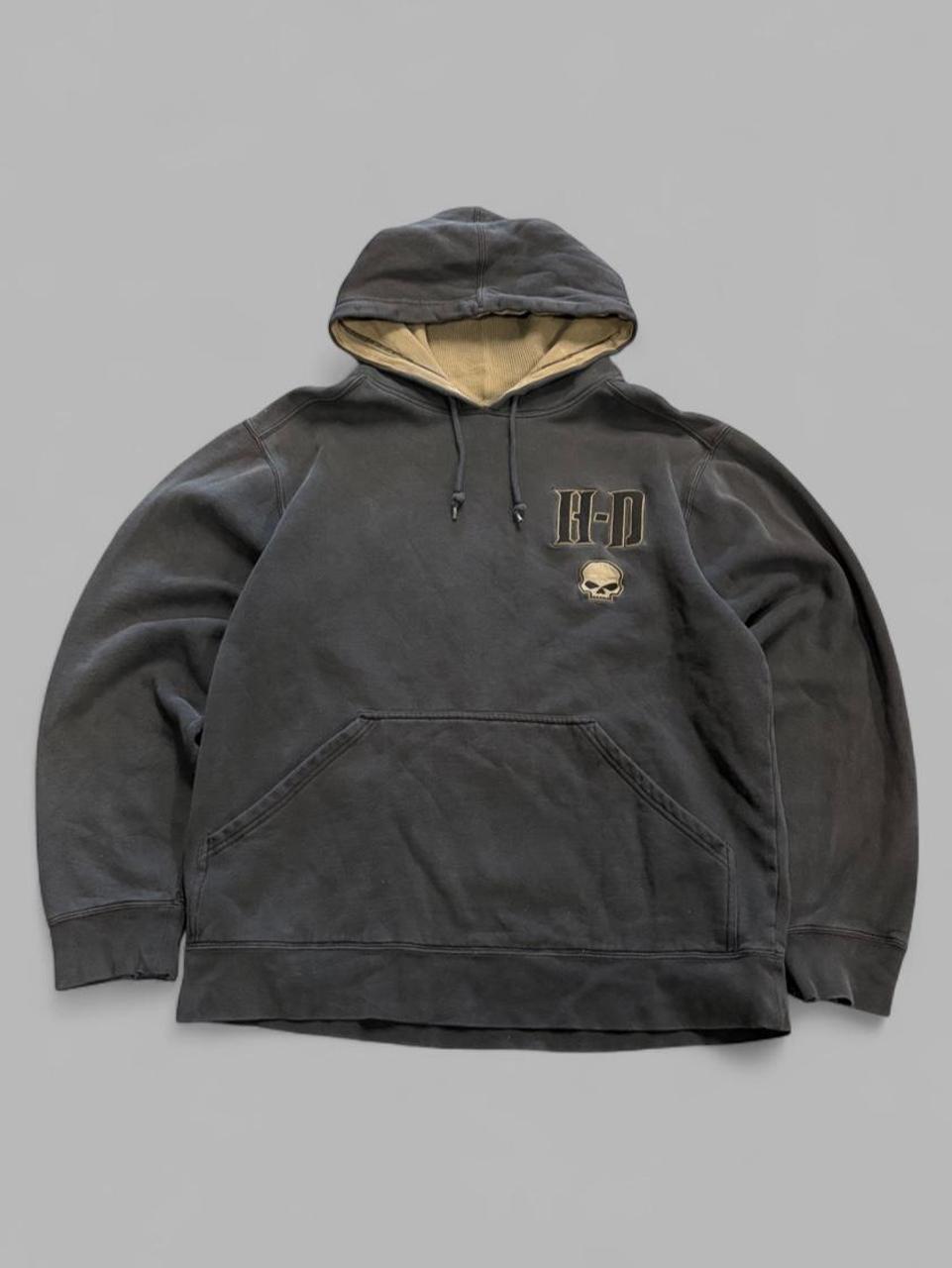Y2K Faded Skull Harley Davidson Hoodie - M