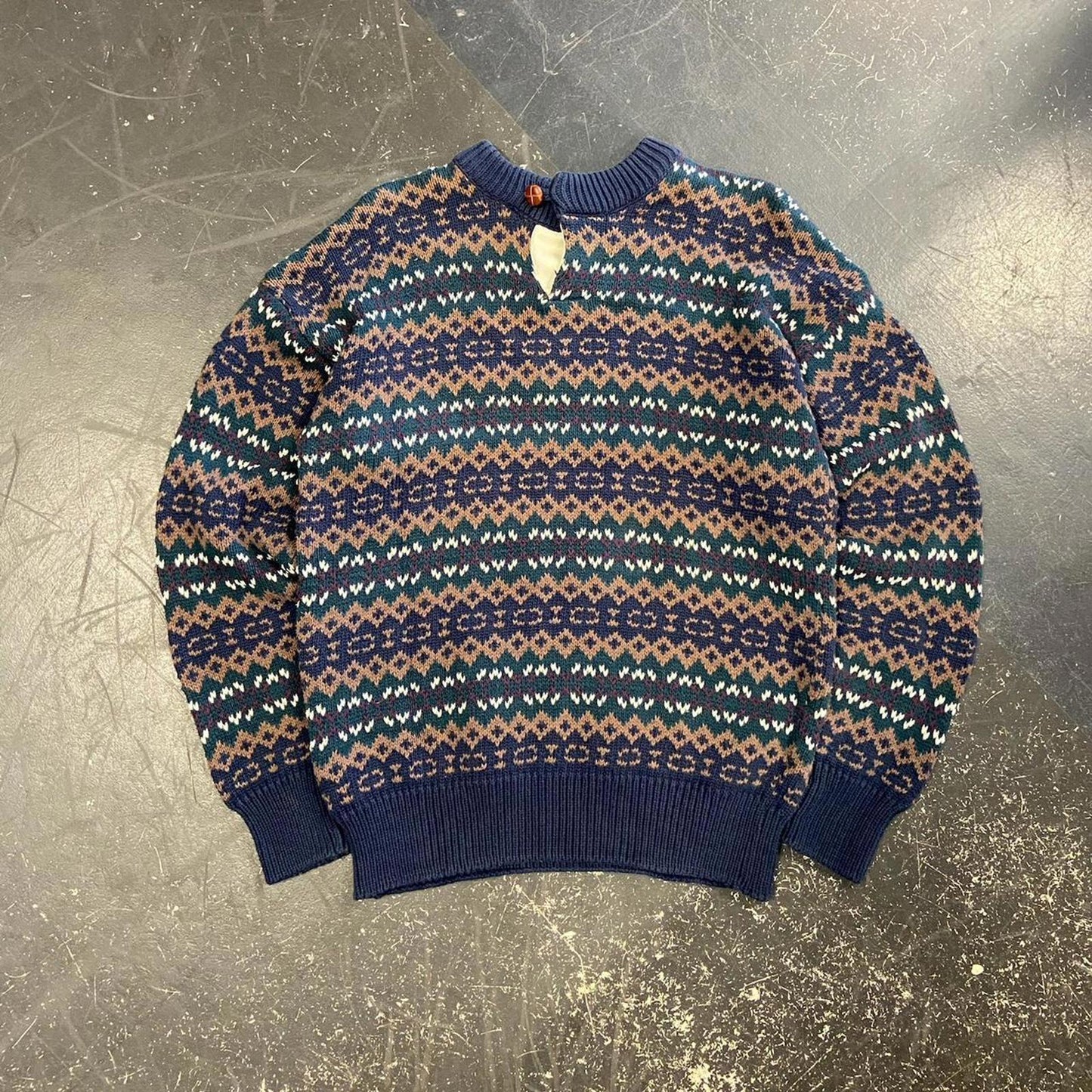 80s London Fog 1/4 Button Grandpa Knit - L