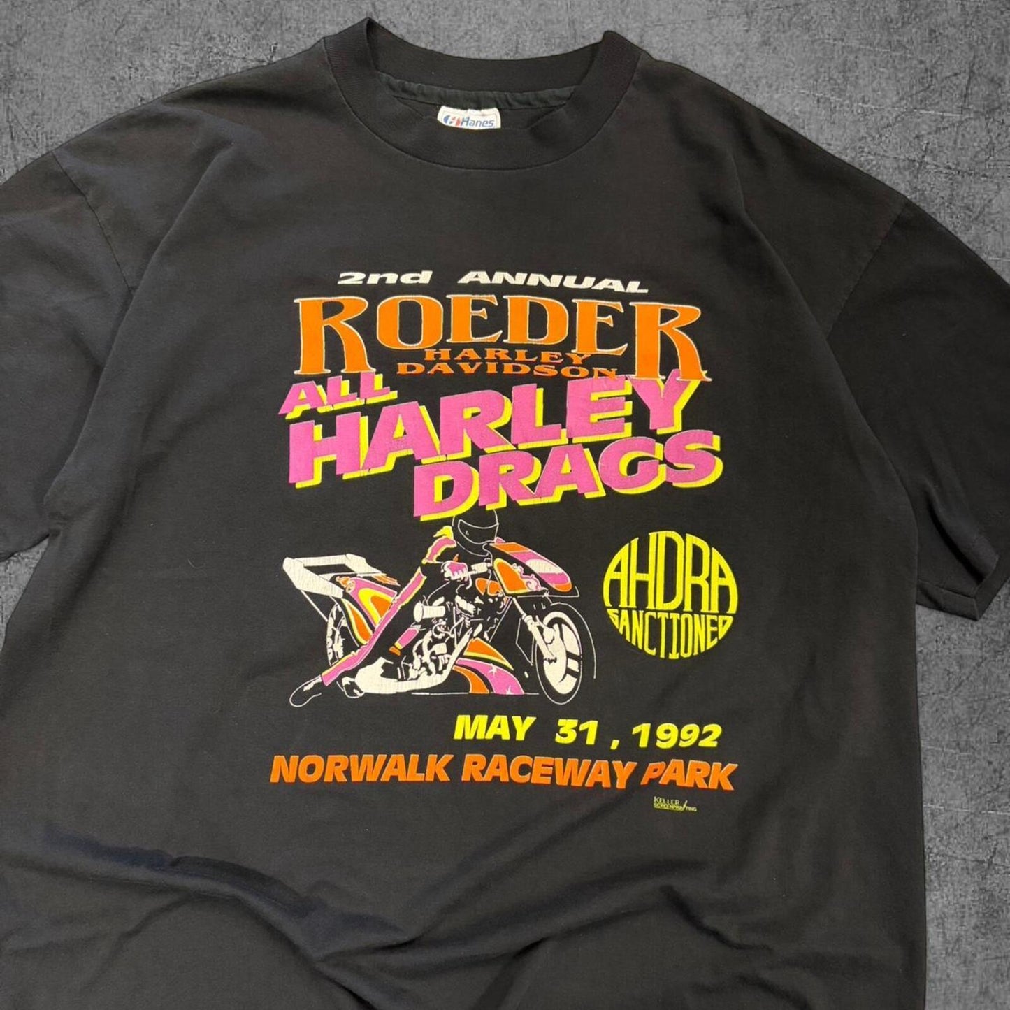 Vintage 1992 Harley Davidson Roeder Raceway Tee - XL