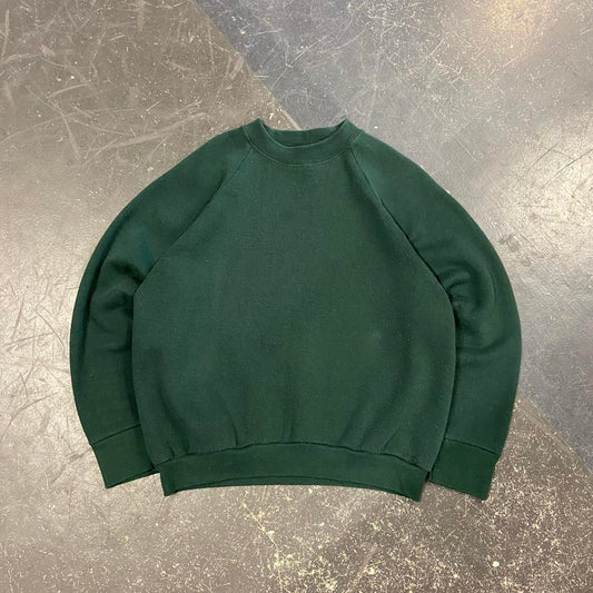 90s Forest Green Fruit of the Loom Blank Crewneck - L