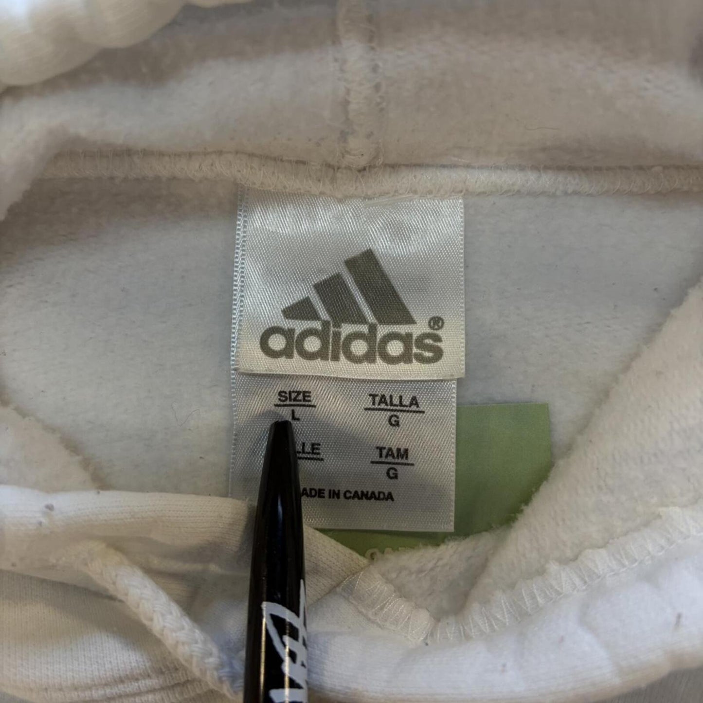 Vintage White Adidas Hoodie - L