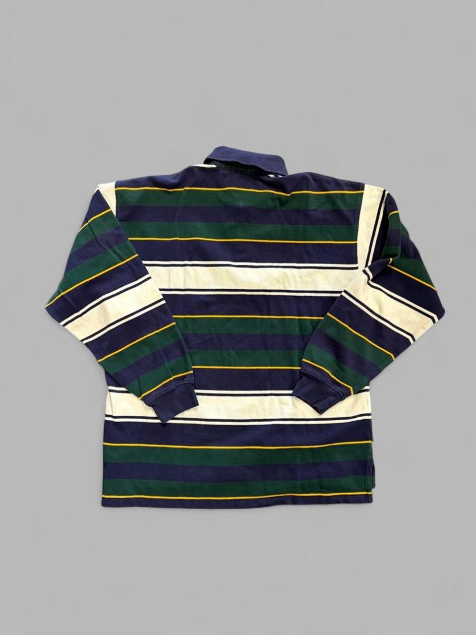 Vintage 90s Tommy Hilfiger Striped Polo Long Sleeve - L