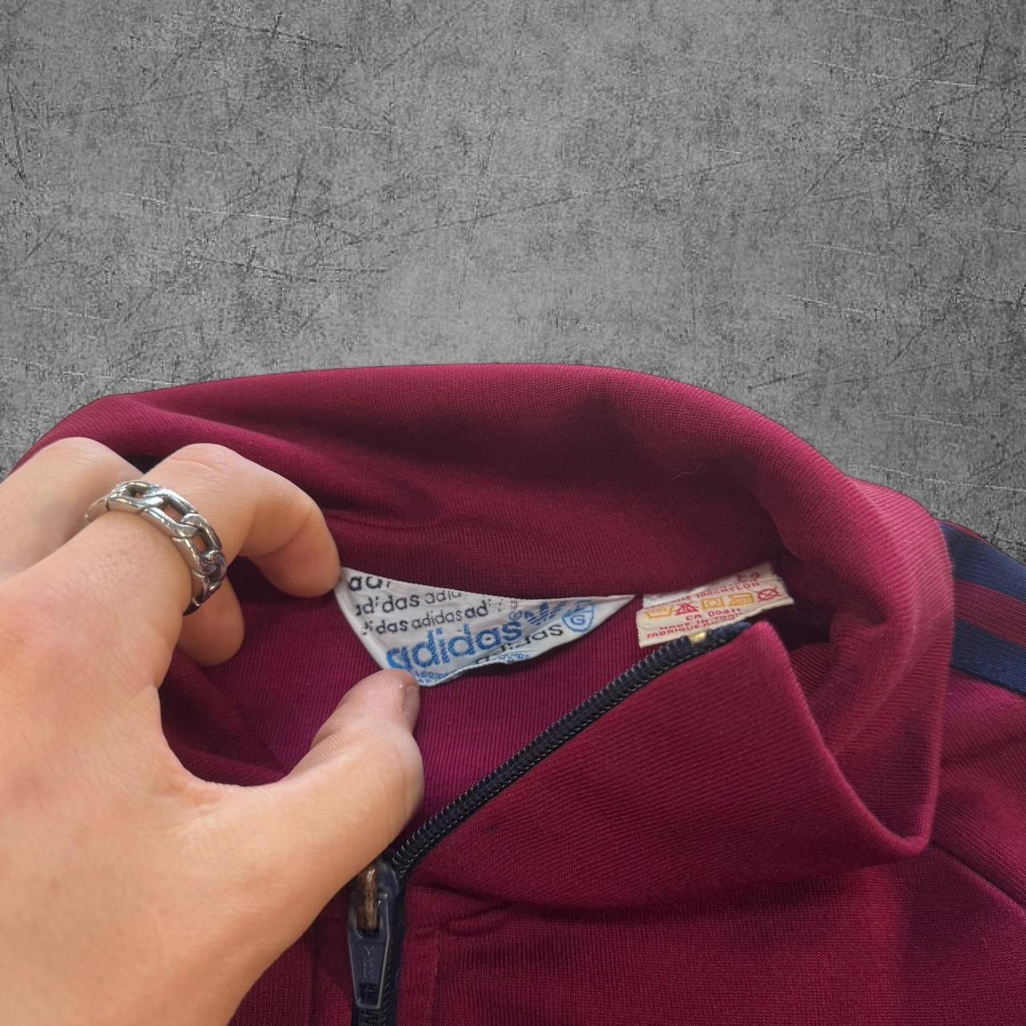 Vintage 80s Navy / Red Adidas Track Jacket - L