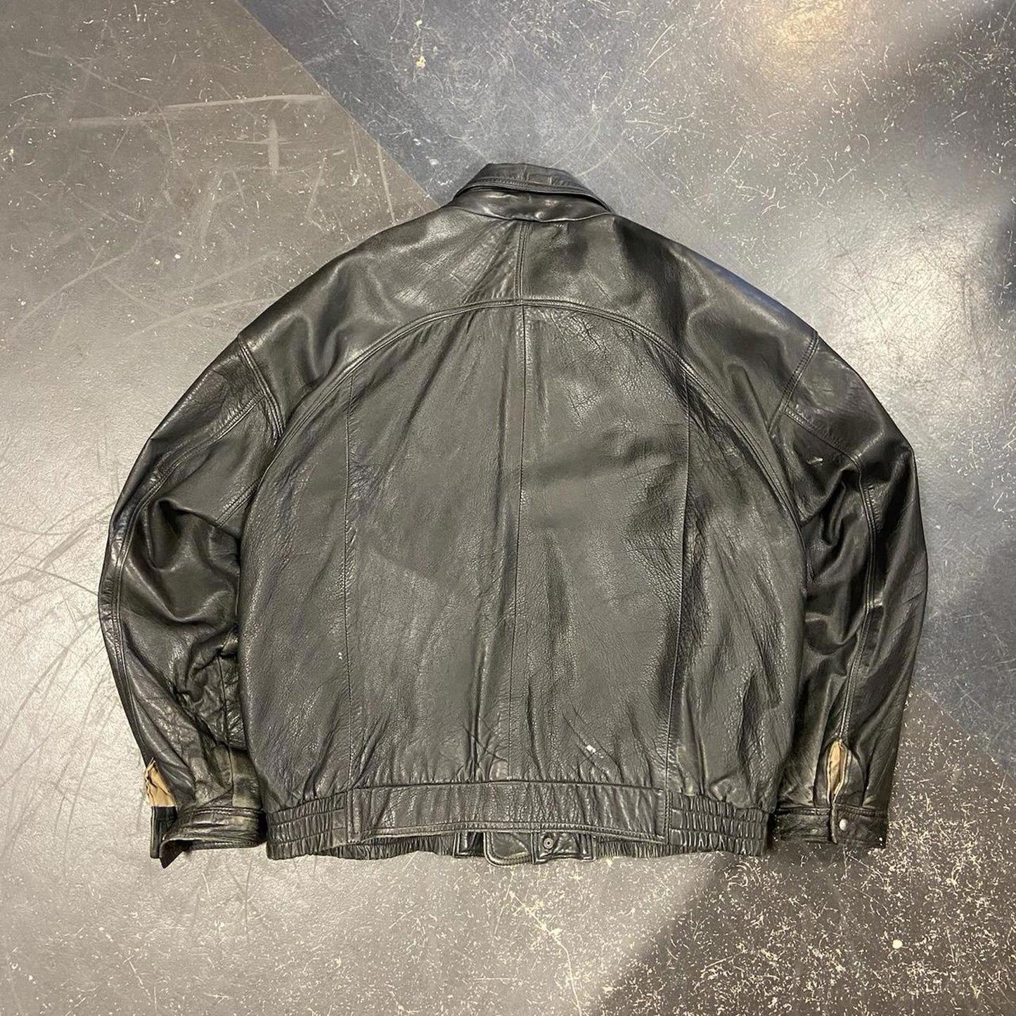 80s Faded Flight Leather Bomber Jacket - XL