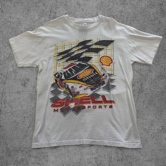 Vintage 90s Shell Motor Sports NASCAR Tee - L