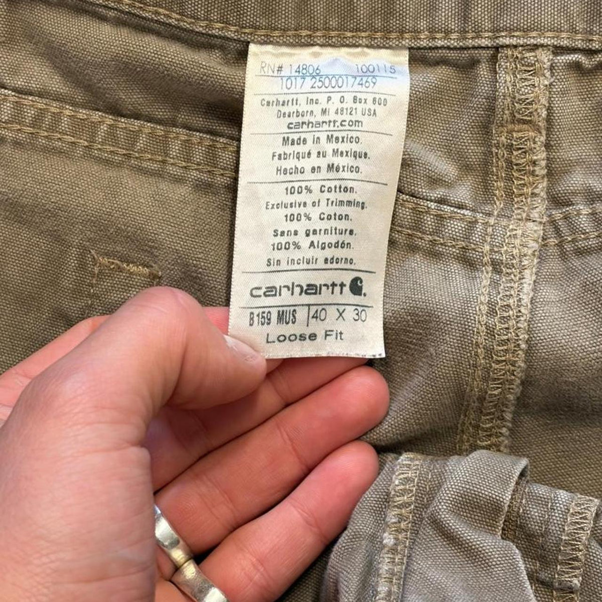Khaki Loose Fit Carhartt Carpenter Pants - 40