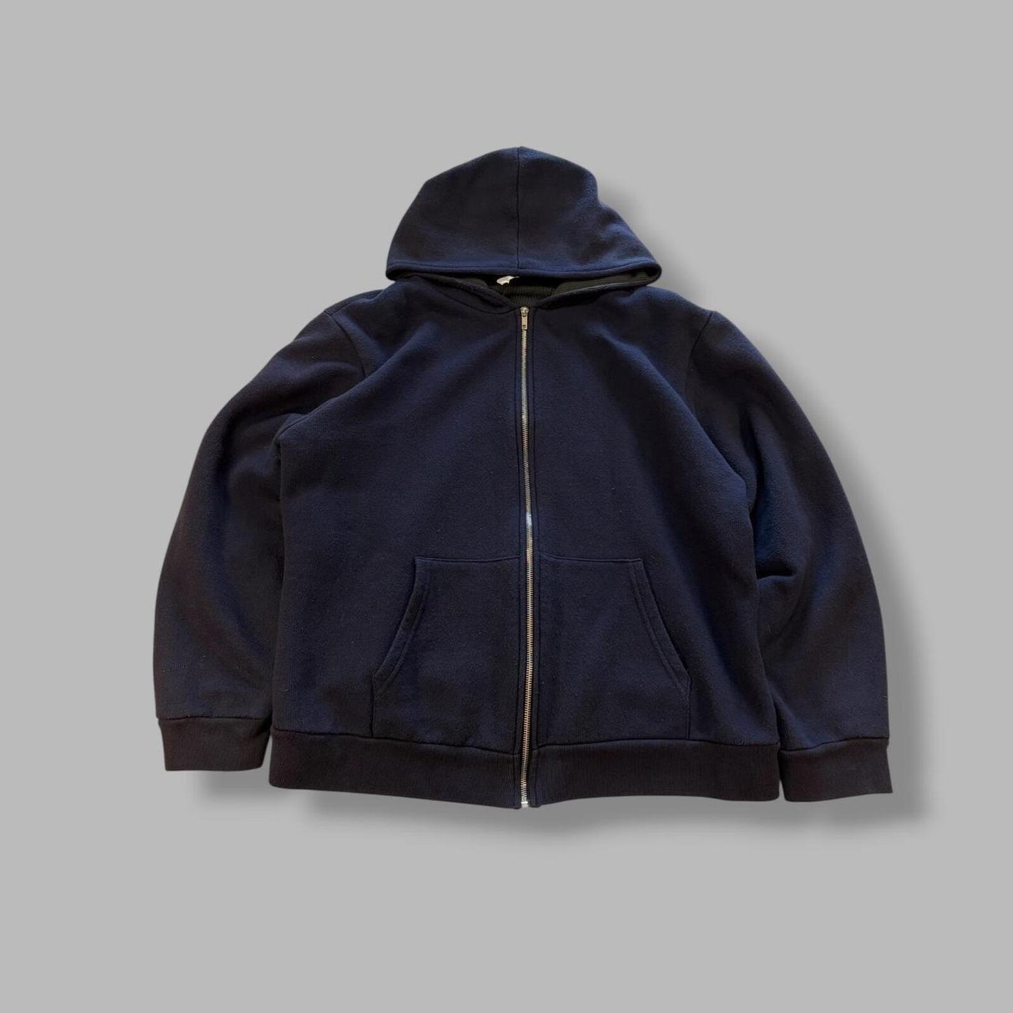 Vintage Navy Thermal Lined Zip Up Hoodie - L