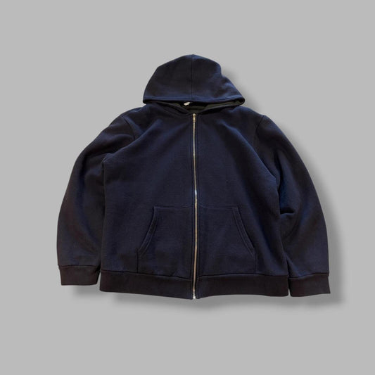 Vintage Navy Thermal Lined Zip Up Hoodie - L