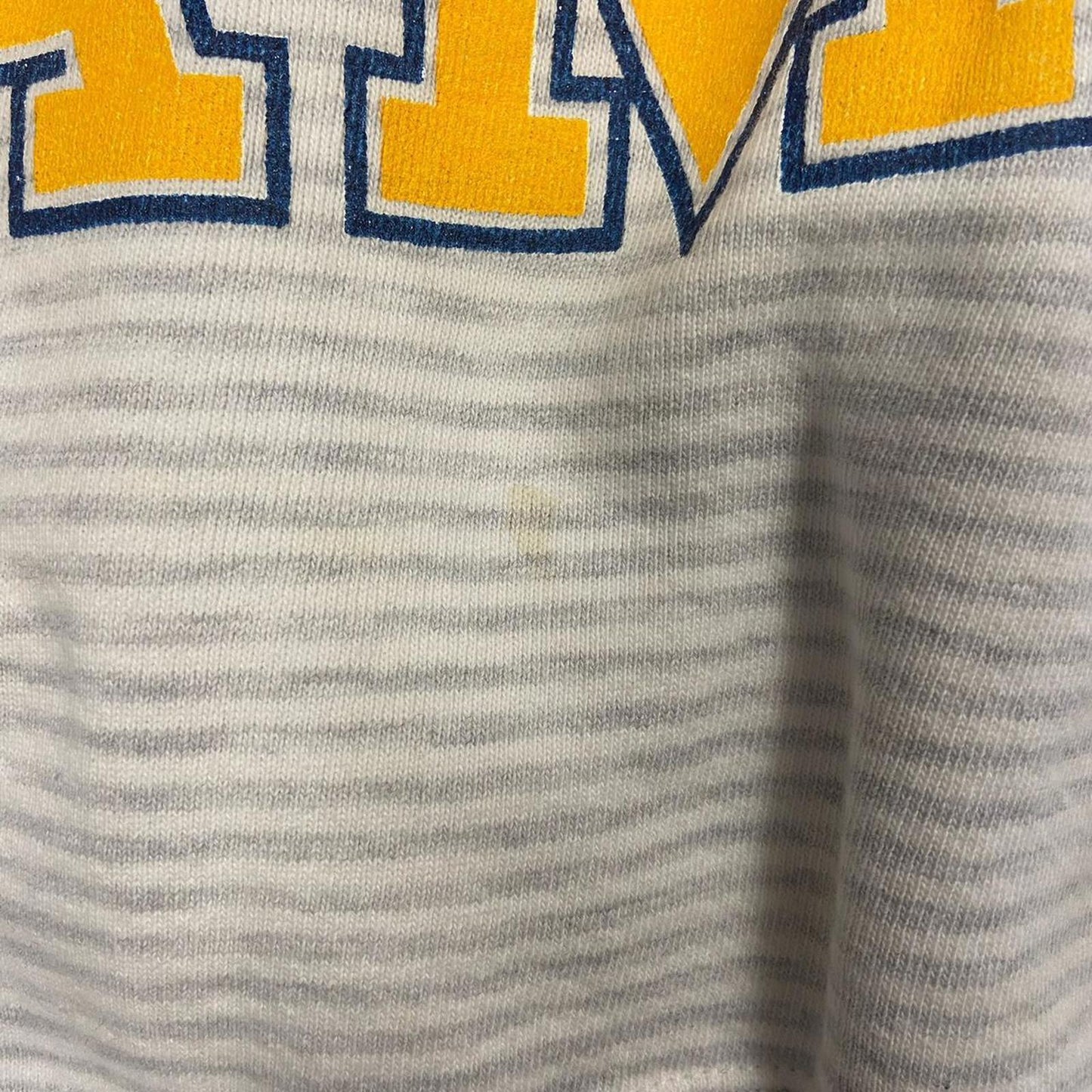 90s Striped Notre Dame Russell Athletic Crewneck - L