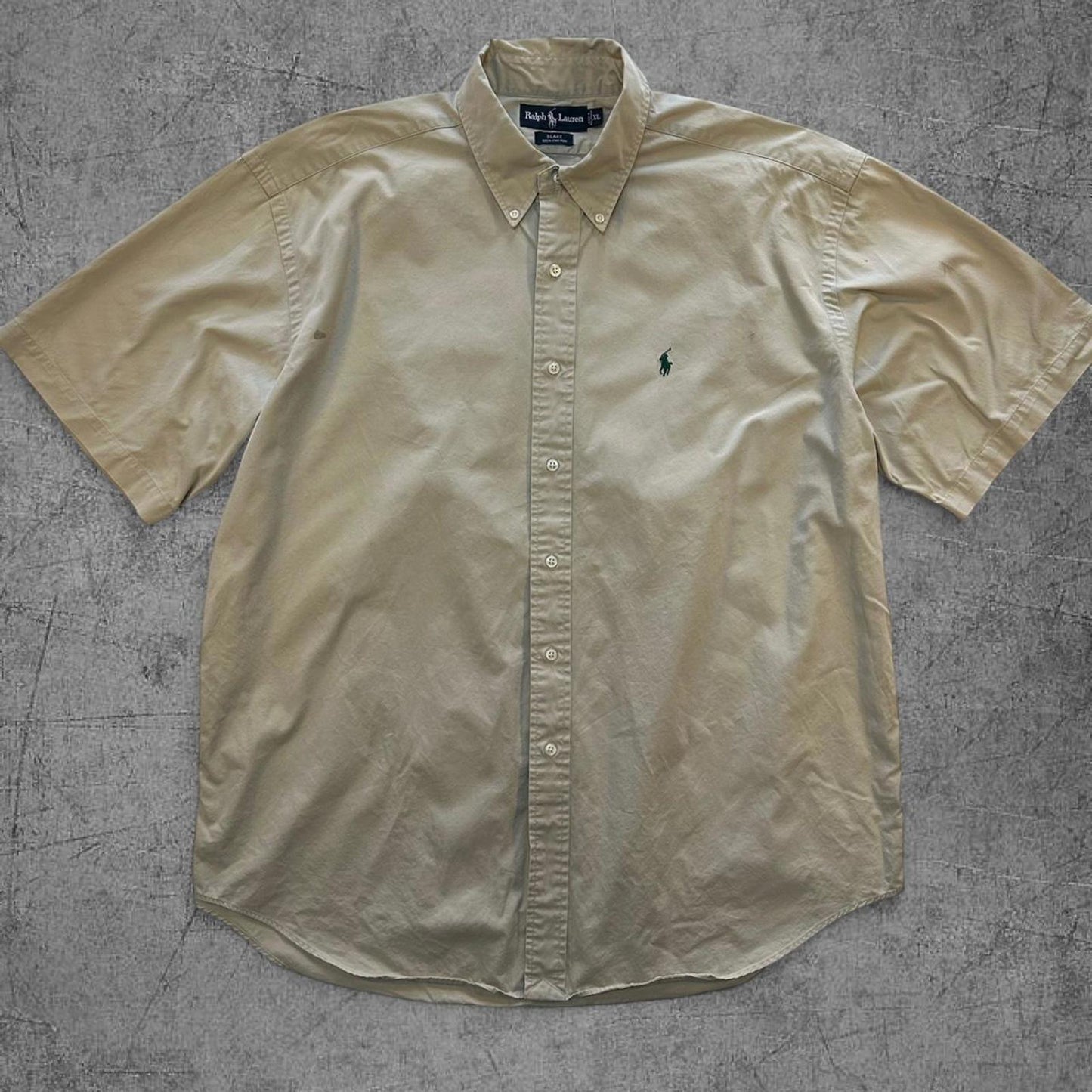 Vintage 90s Tan / Cream Polo Ralph Lauren Button Up - XL