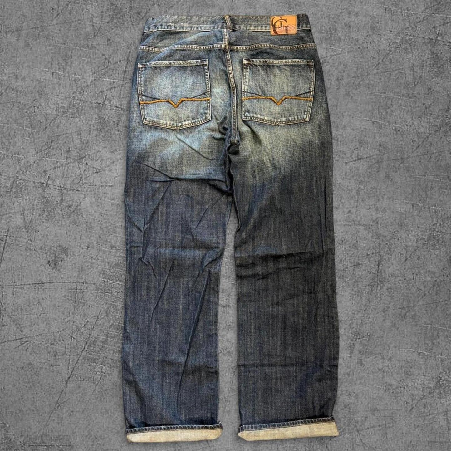 Y2K Guess Dark Wash Raw Denim - 36