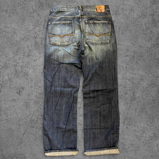 Y2K Guess Dark Wash Raw Denim - 36