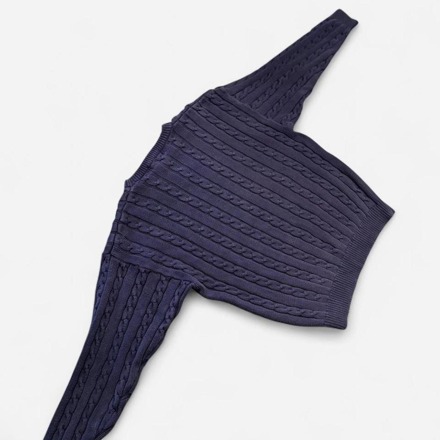 90s Vintage Navy Cable Knit - L