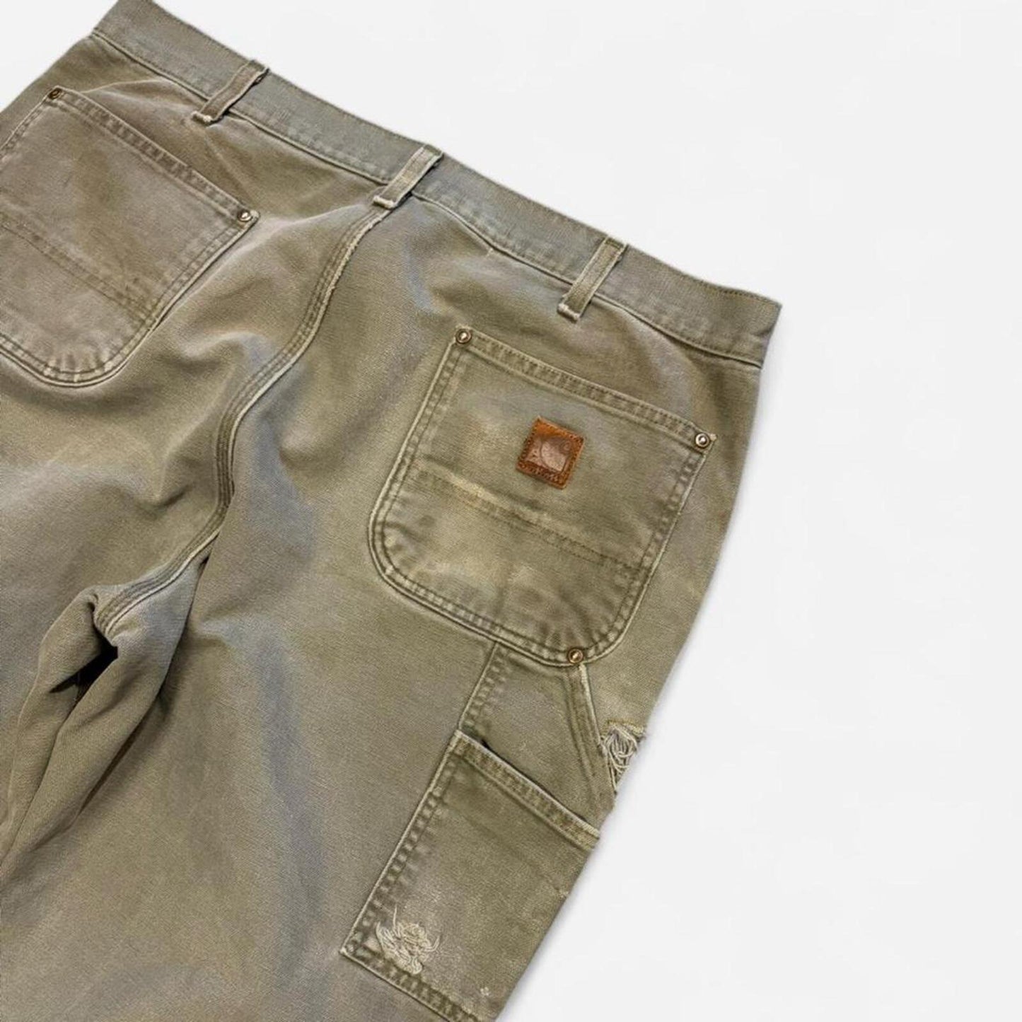 Olive Faded Carhartt Double Knees - 38