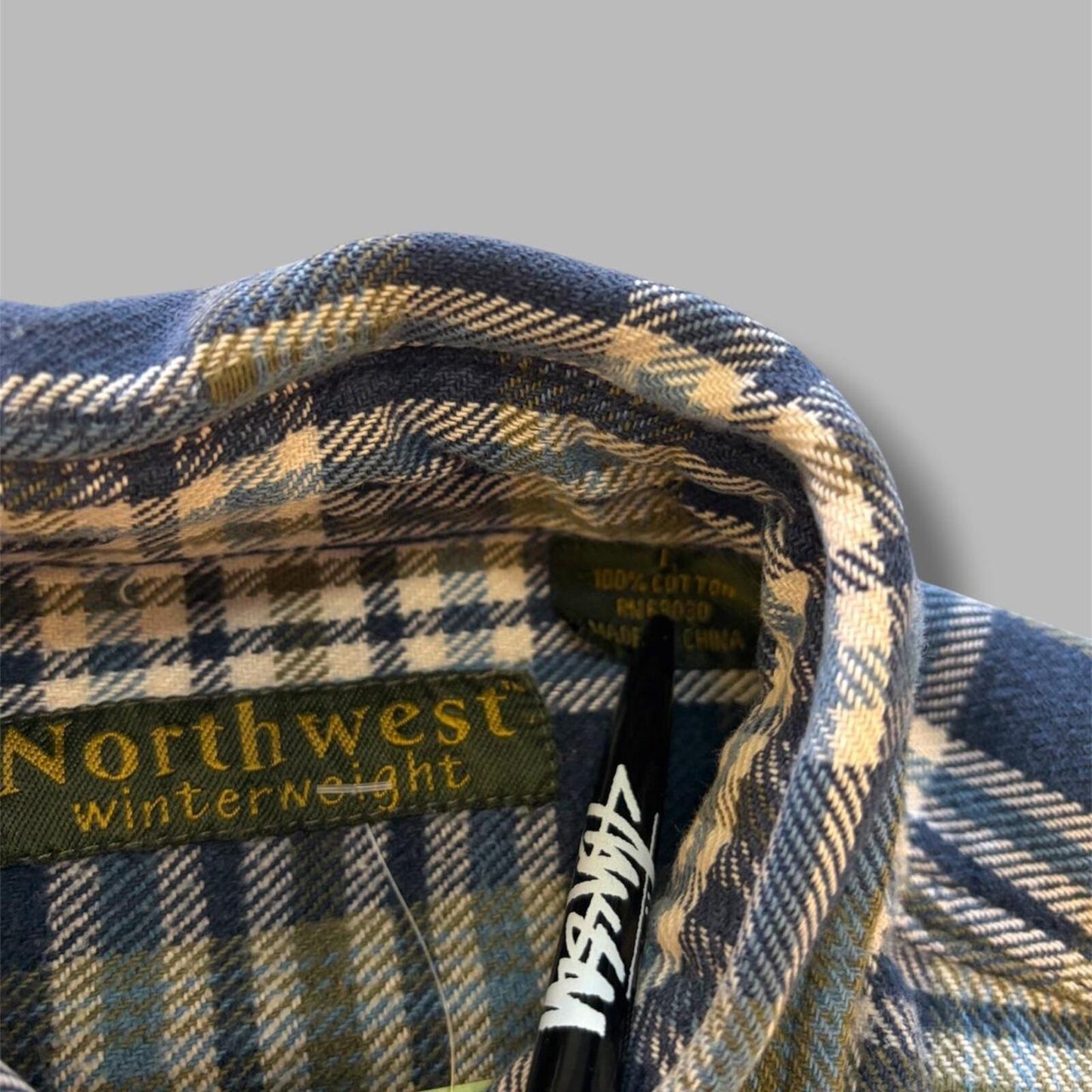 Vintage North West Navy Plaid Button Up - L