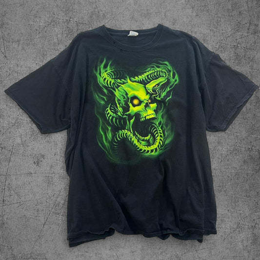 Y2K Green Snake Skull Tee - 3XL