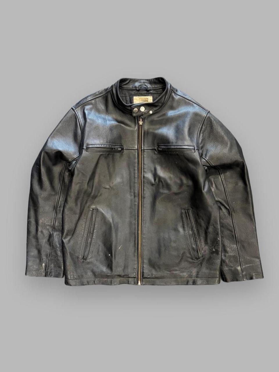 Vintage Heavy Weight Genuine Leather Boxy Biker Jacket - M