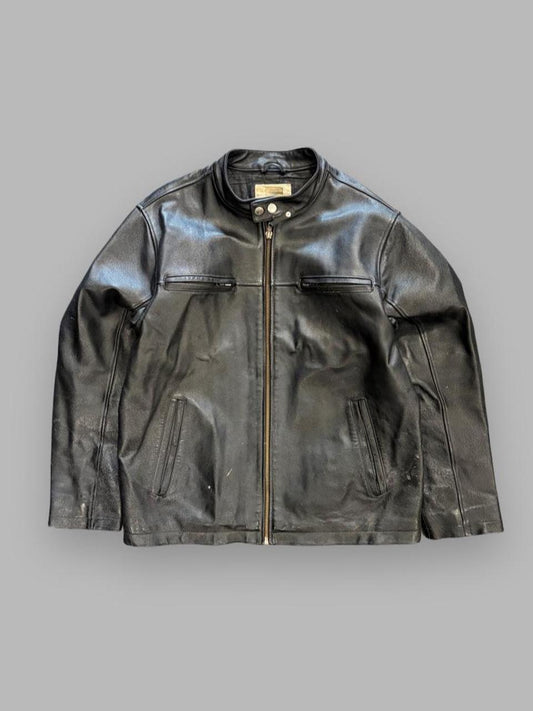 Vintage Heavy Weight Genuine Leather Boxy Biker Jacket - M