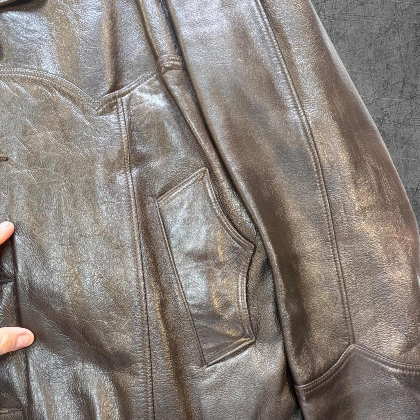 1970s Mr & Mrs Leather Brown Western Leather Jacket - L