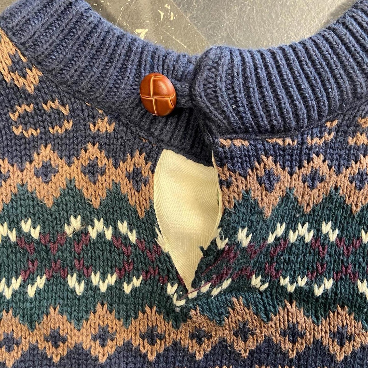 80s London Fog 1/4 Button Grandpa Knit - L