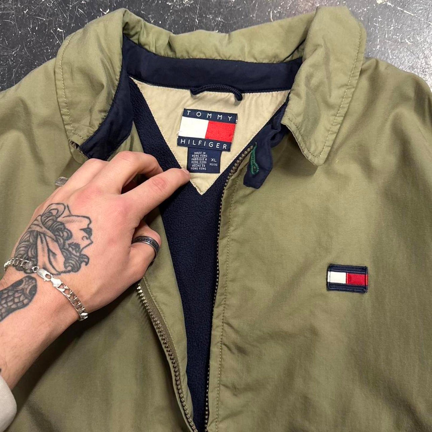Vintage 90s Fleece Lined Olive Tommy Hilfiger Jacket - XL