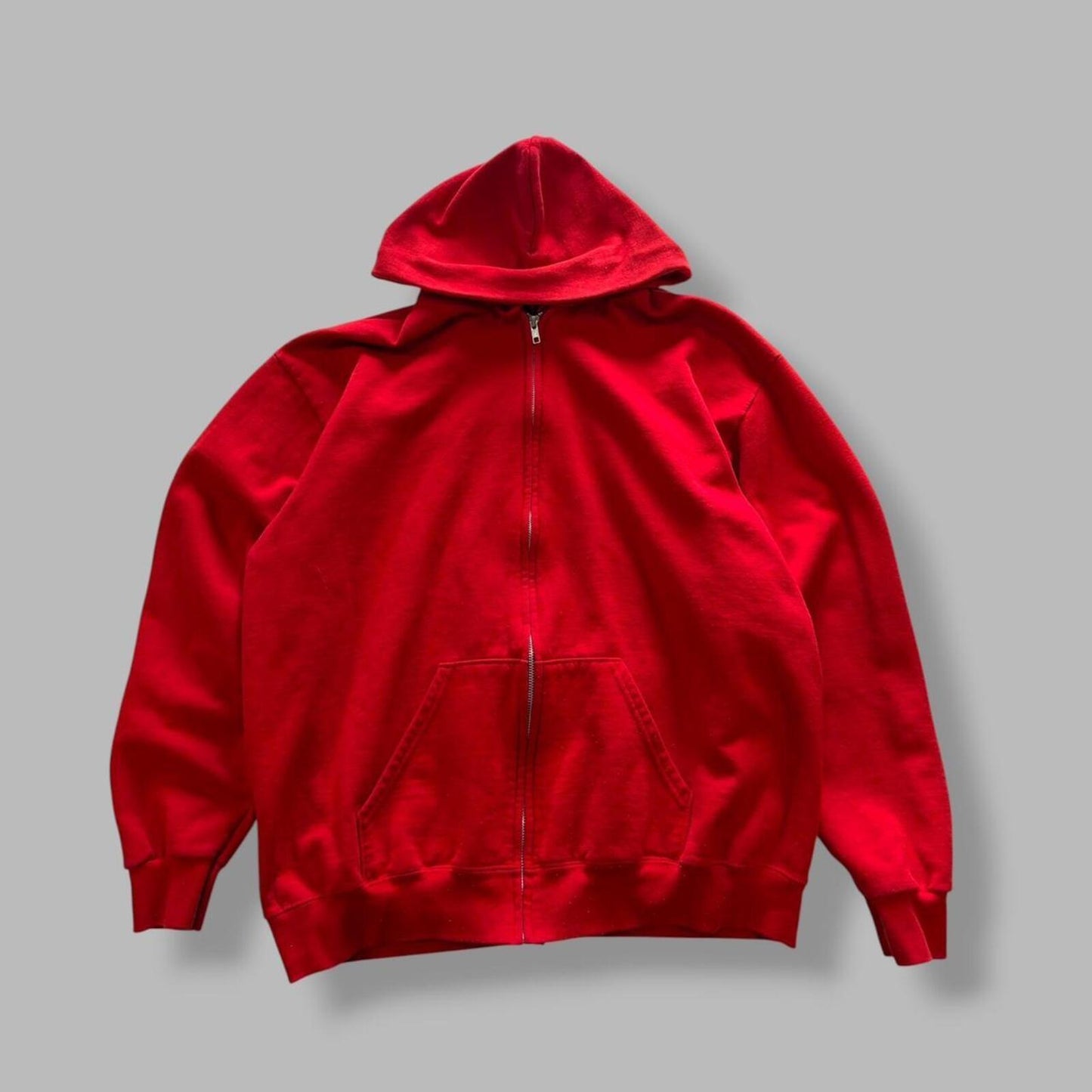 Vintage Red Zip Up Hoodie - L